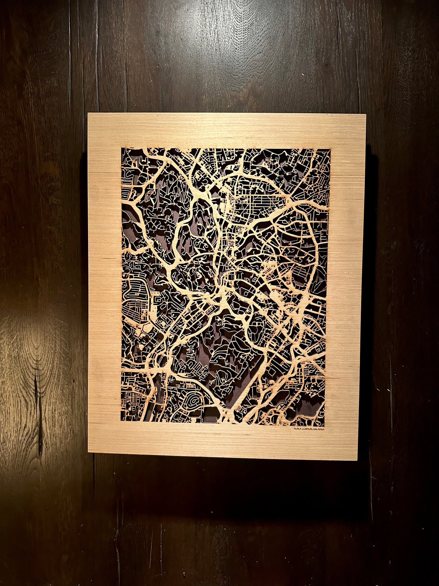 Kuala Lumpur, Malaysia City Street Map | Modern Wood Wall Art in a Minimalist design. 2 sizes