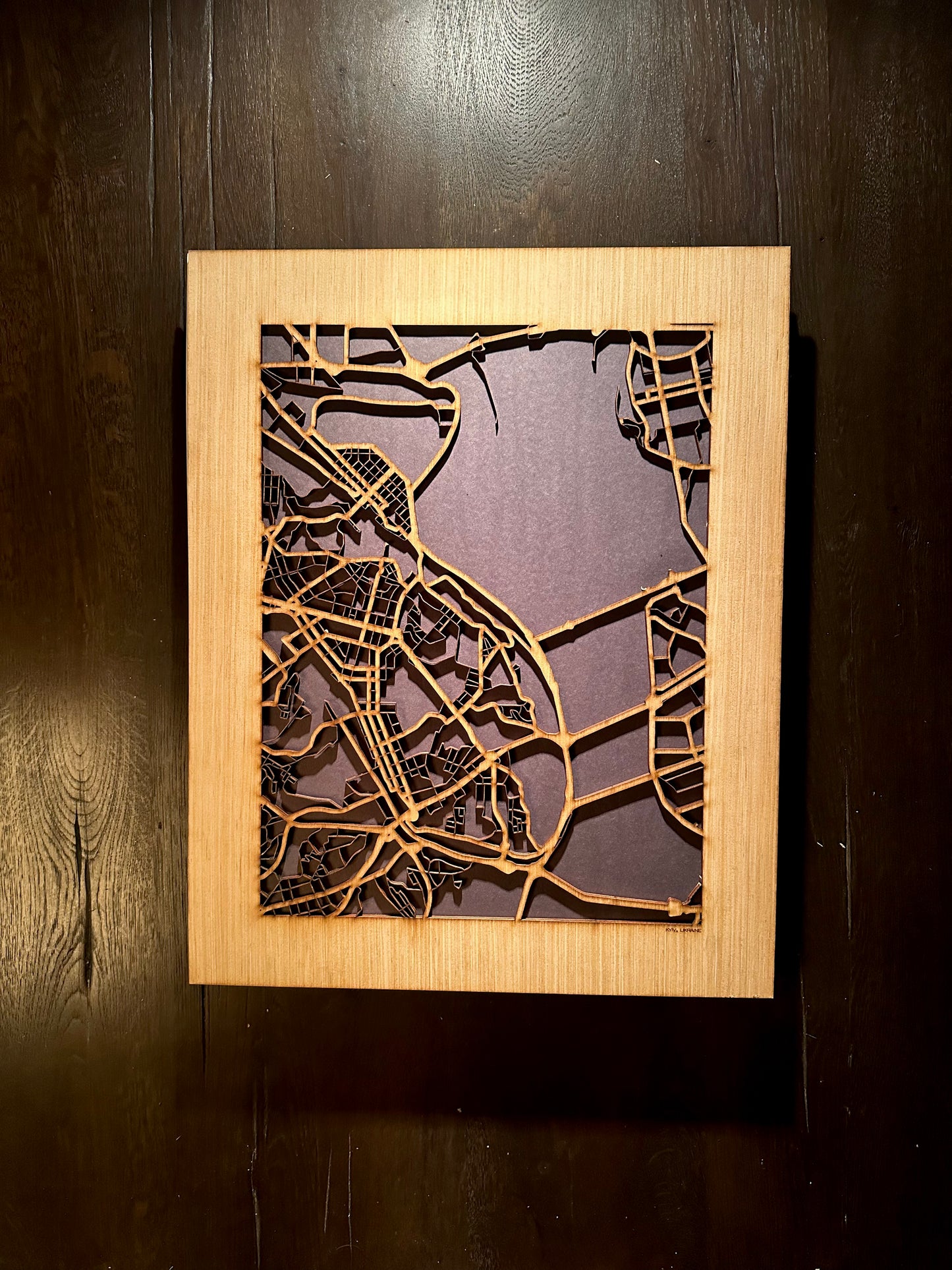 Kyiv, Ukraine City Street Map | Modern Wood Wall Art in a Minimalist design. 2 sizes