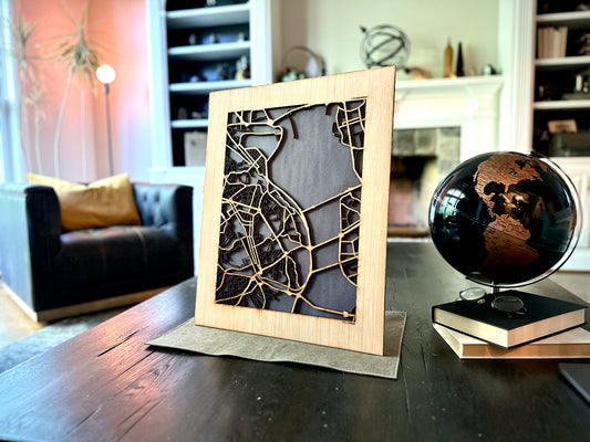 Kyiv, Ukraine City Street Map | Modern Wood Wall Art in a Minimalist design. 2 sizes