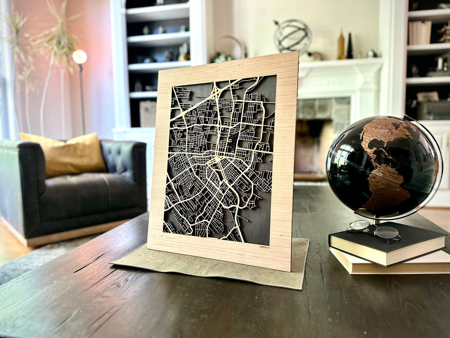 Lafayette, LA City Street Map | Modern Wood Wall Art in a Minimalist design. 2 sizes