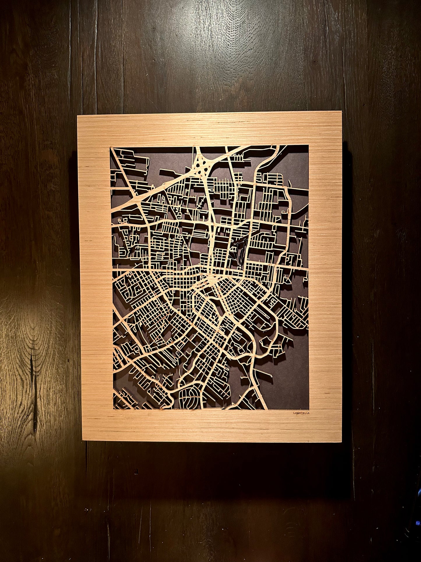 Lafayette, LA City Street Map | Modern Wood Wall Art in a Minimalist design. 2 sizes