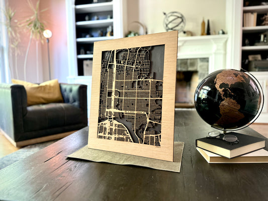 Laredo, TX City Street Map | Modern Wood Wall Art in a Minimalist design. 2 sizes