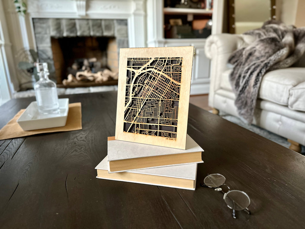 Las Vegas, NV City Street Map | Modern Wood Wall Art in a Minimalist design. 3 sizes