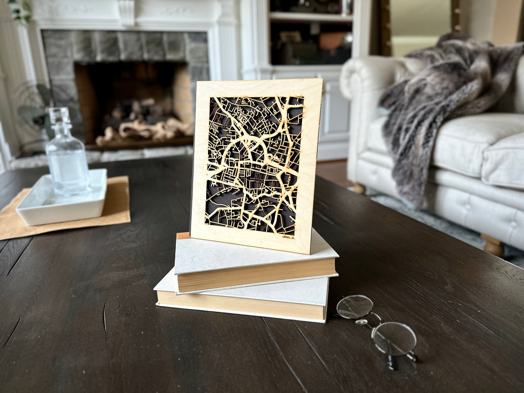 Leeds, UK City Street Map | Modern Wood Wall Art in a Minimalist design. 2 sizes