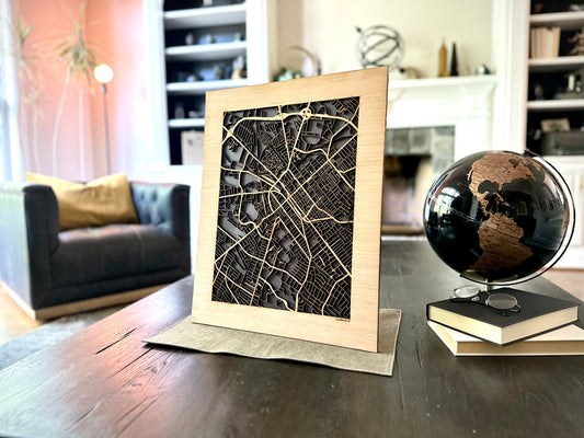 Lexington, KY City Street Map | Modern Wood Wall Art in a Minimalist design. 2 sizes
