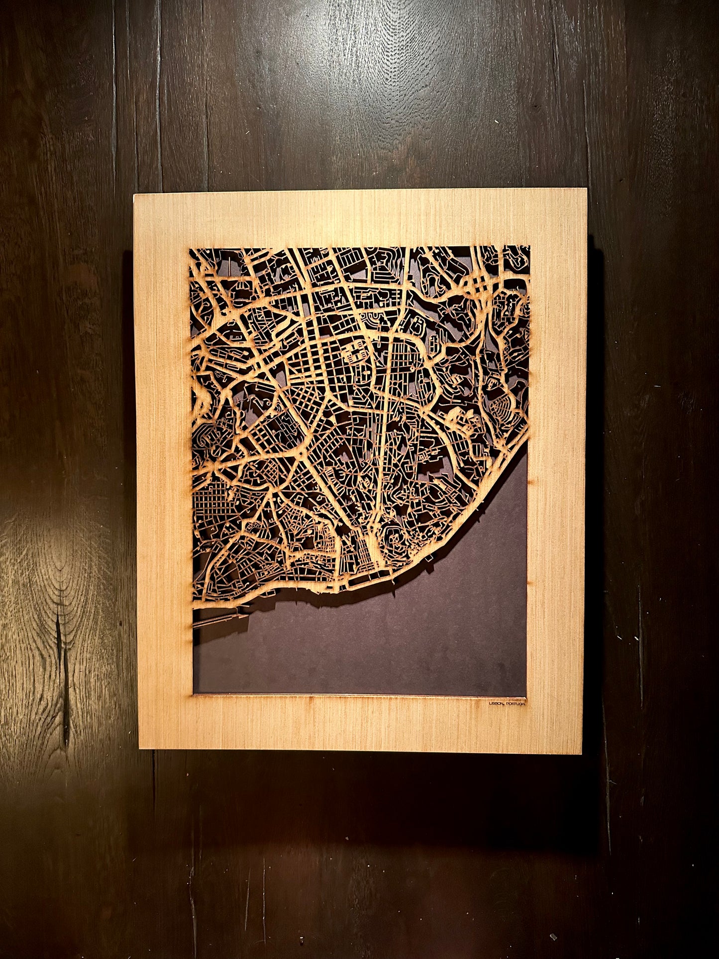 Lisbon, Portugal City Street Map | Modern Wood Wall Art in a Minimalist design. 2 sizes