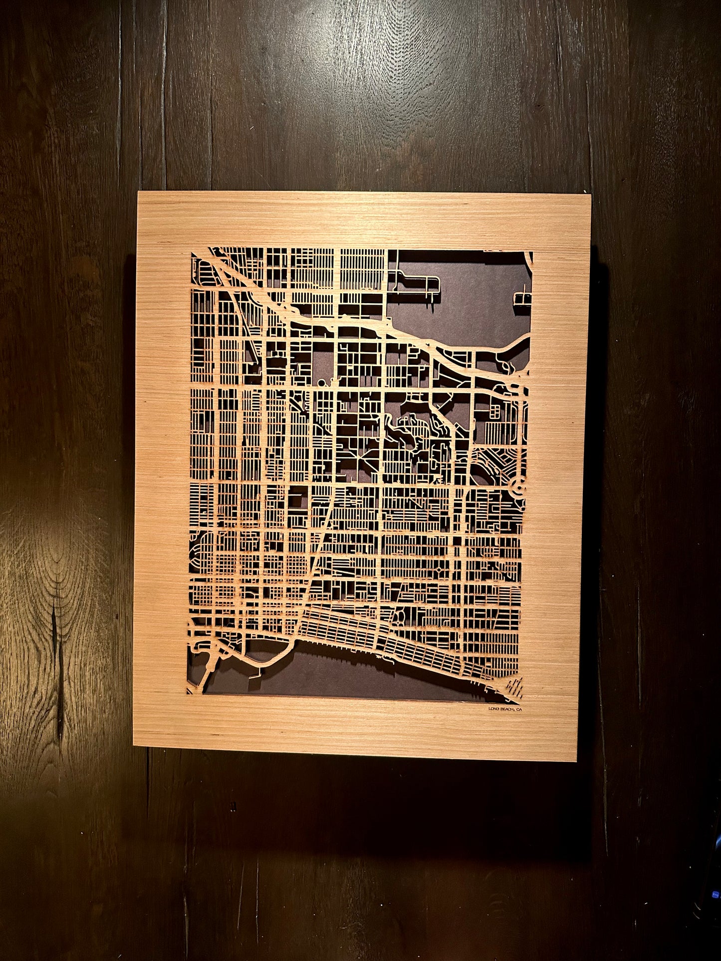 Long Beach, CA City Street Map | Modern Wood Wall Art in a Minimalist design. 2 sizes