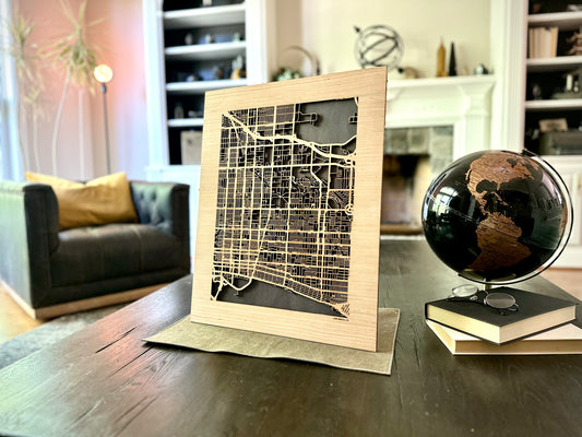 Long Beach, CA City Street Map | Modern Wood Wall Art in a Minimalist design. 2 sizes