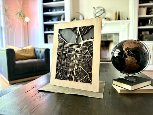 Louisville, KY City Street Map | Modern Wood Wall Art in a Minimalist design. 3 sizes