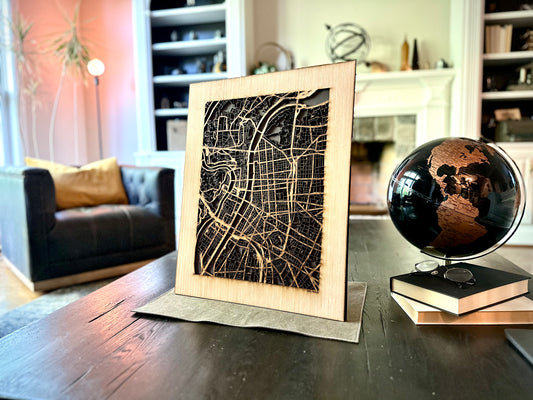 Lyon, France City Street Map | Modern Wood Wall Art in a Minimalist design. 2 sizes