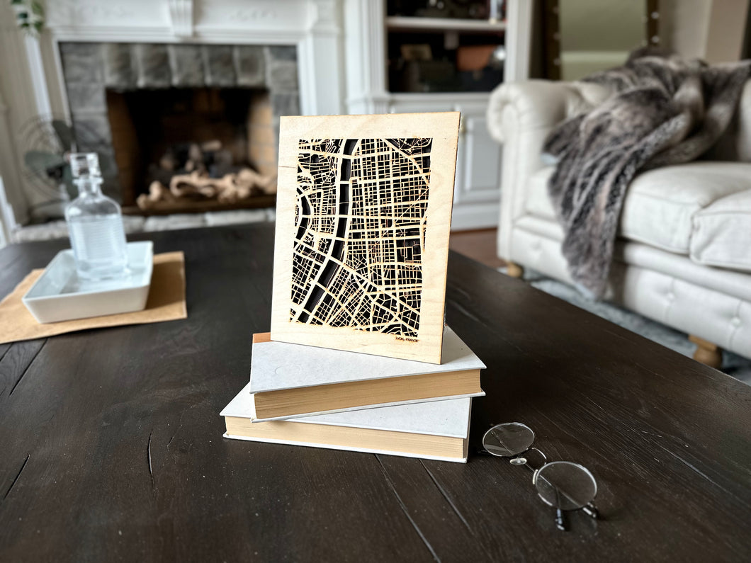 Lyon, France City Street Map | Modern Wood Wall Art in a Minimalist design. 2 sizes