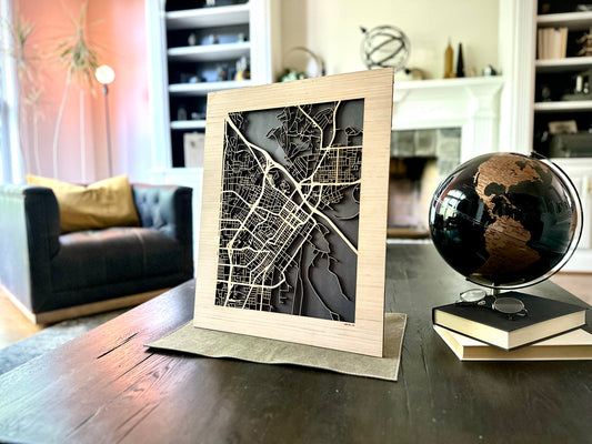Macon, GA City Street Map | Modern Wood Wall Art in a Minimalist design. 2 sizes
