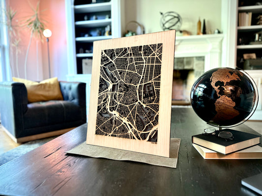 Madrid, Spain City Street Map | Modern Wood Wall Art in a Minimalist design. 2 sizes