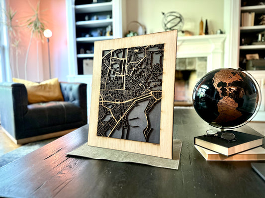 Malaga, Spain City Street Map | Modern Wood Wall Art in a Minimalist design. 2 sizes