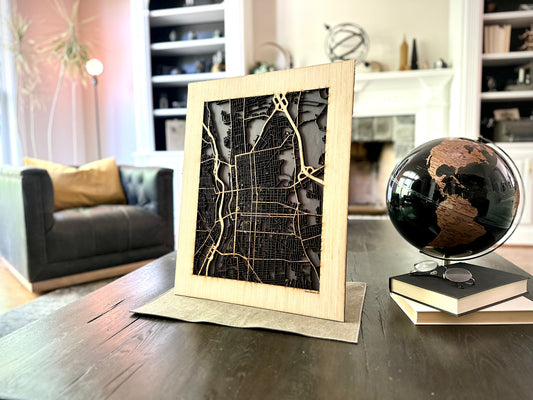 Manchester, NH City Street Map | Modern Wood Wall Art in a Minimalist design. 2 sizes