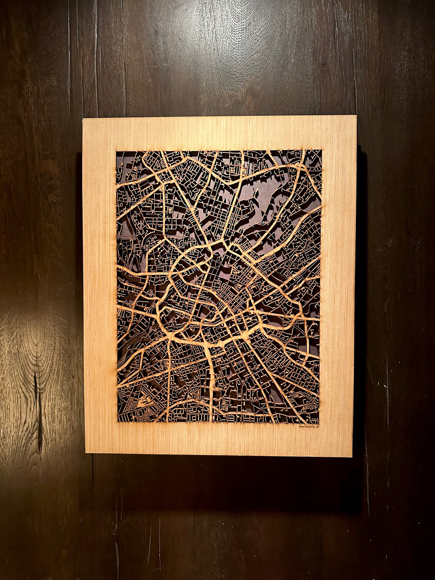 Manchester, UK City Street Map | Modern Wood Wall Art in a Minimalist design. 2 sizes