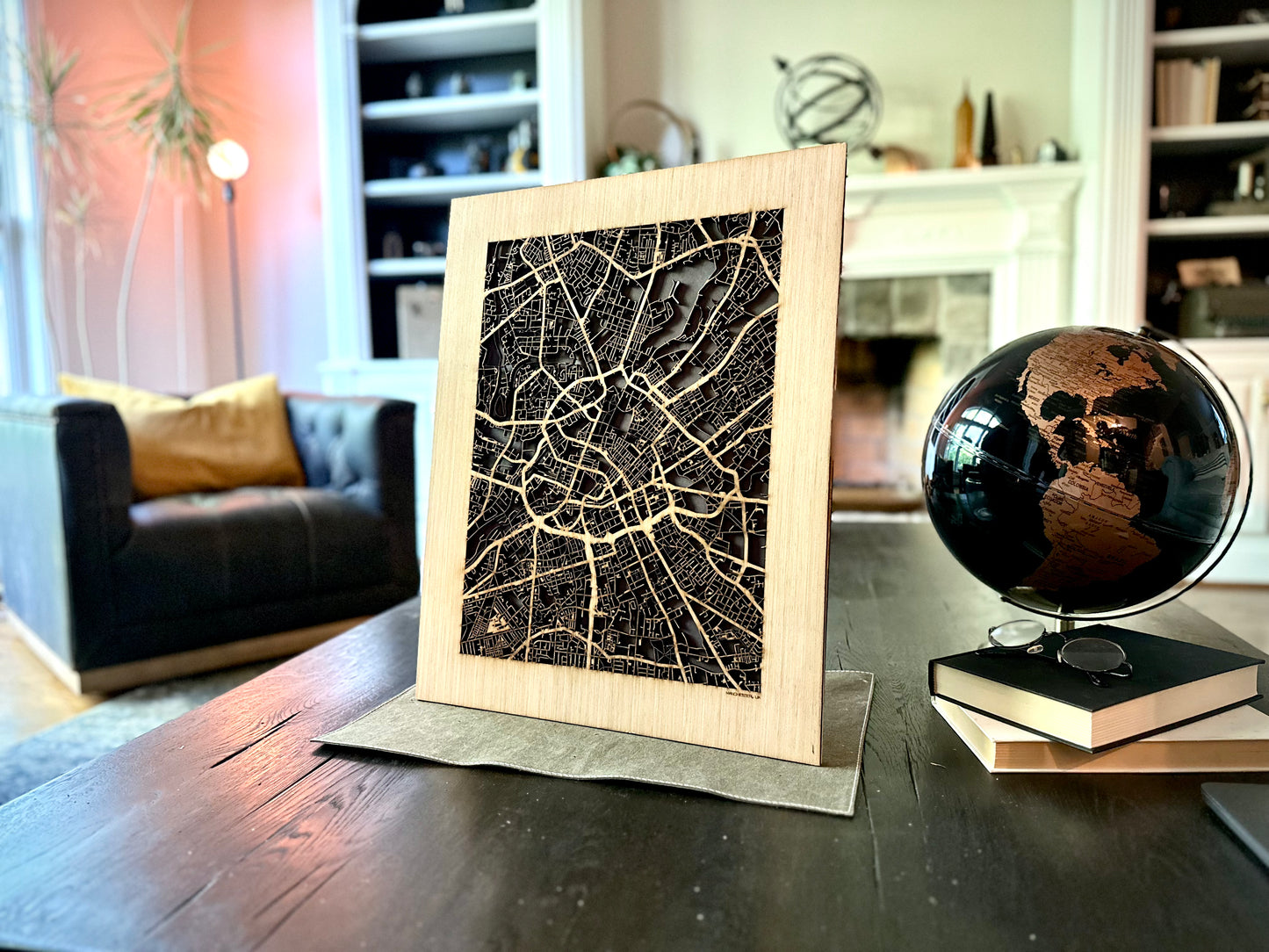 Manchester, UK City Street Map | Modern Wood Wall Art in a Minimalist design. 2 sizes