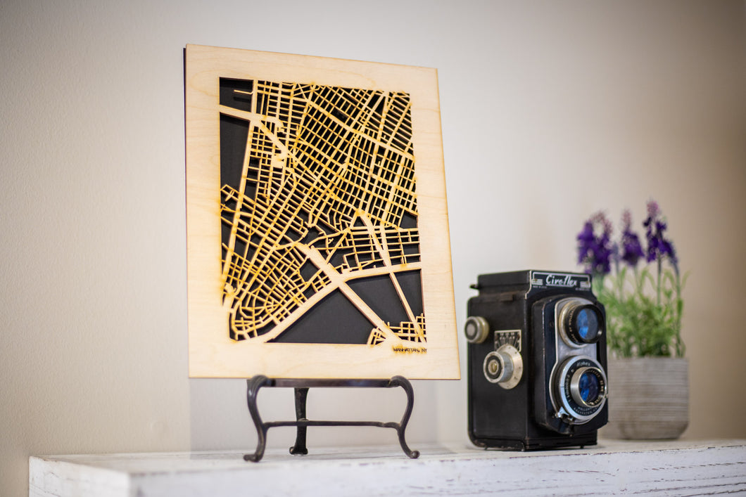 New York City, NY City Street Map | Modern Wood Wall Art in a Minimalist design. 3 sizes