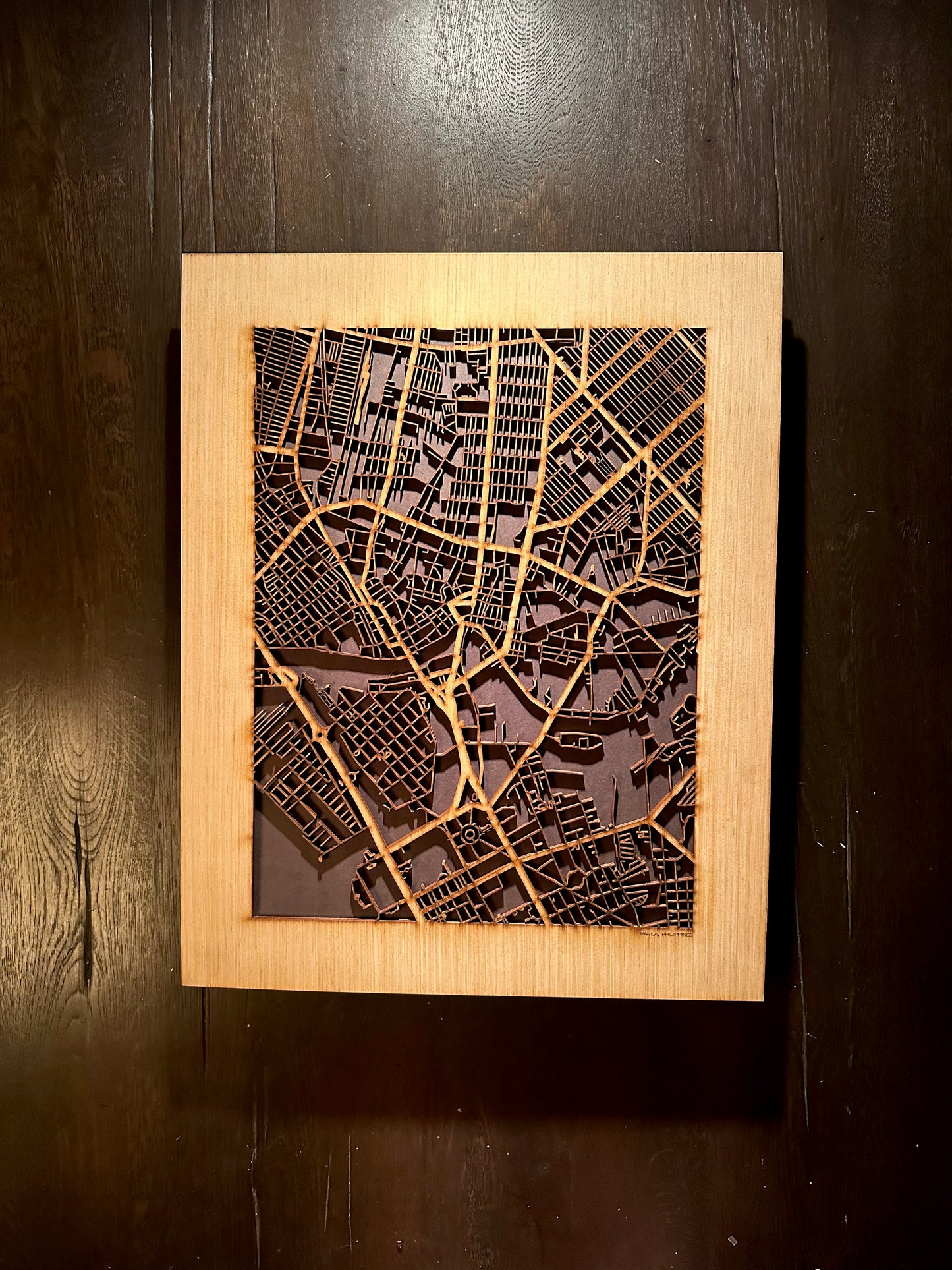 Manila, Philippines City Street Map | Modern Wood Wall Art in a Minimalist design. 2 sizes