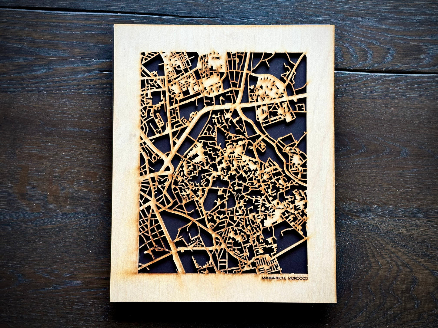 Marrakech, Morocco City Street Map | Modern Wood Wall Art in a Minimalist design. 2 sizes