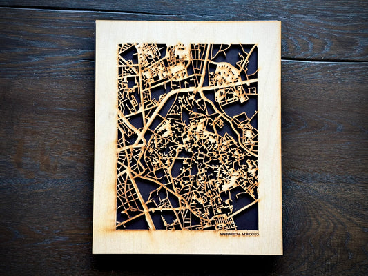 Marrakech, Morocco City Street Map | Modern Wood Wall Art in a Minimalist design. 2 sizes