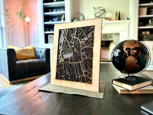 Marseille, France City Street Map | Modern Wood Wall Art in a Minimalist design. 2 sizes