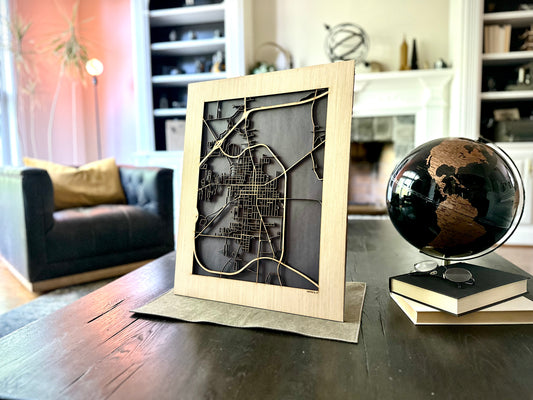 Mayfield, KY City Street Map | Modern Wood Wall Art in a Minimalist design. 2 sizes