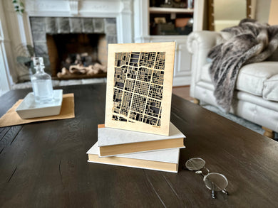 McAllen, TX City Street Map | Modern Wood Wall Art in a Minimalist design. 2 sizes