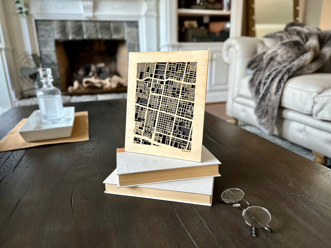 McAllen, TX City Street Map | Modern Wood Wall Art in a Minimalist design. 2 sizes