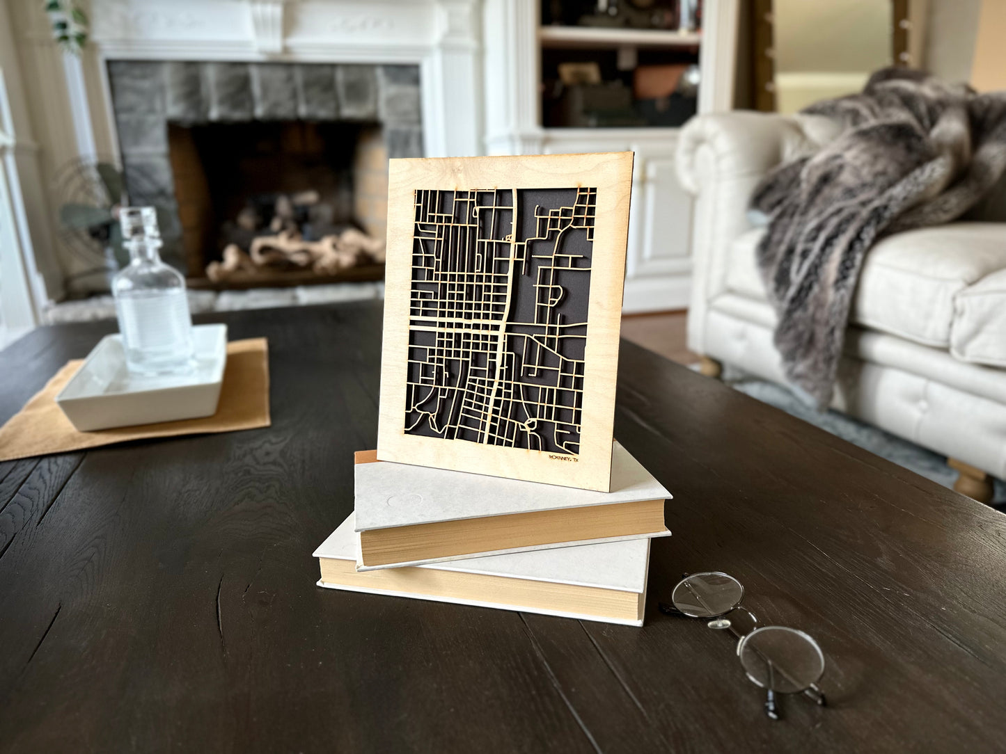 McKinney, TX City Street Map | Modern Wood Wall Art in a Minimalist design. 2 sizes