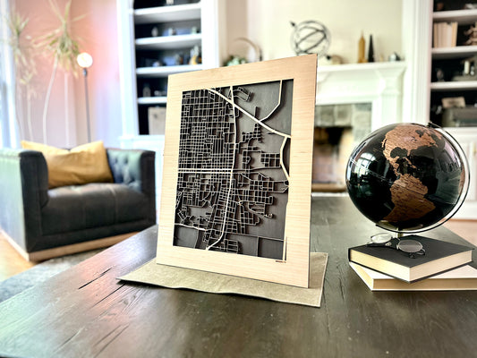 McKinney, TX City Street Map | Modern Wood Wall Art in a Minimalist design. 2 sizes