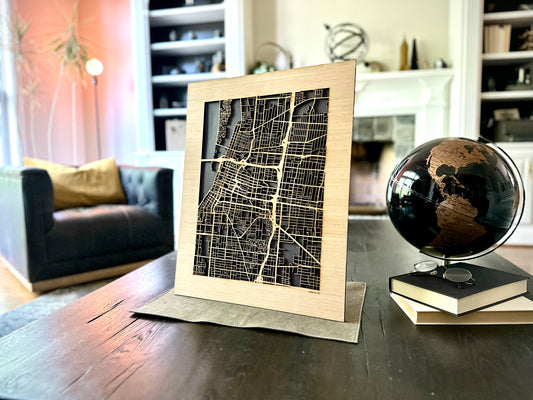 Memphis, TN City Street Map | Modern Wood Wall Art in a Minimalist design. 3 sizes