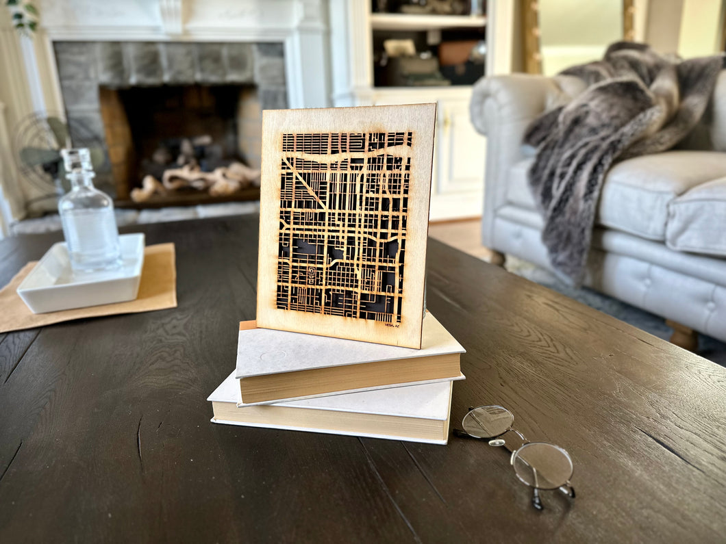 Mesa, AZ City Street Map | Modern Wood Wall Art in a Minimalist design. 2 sizes