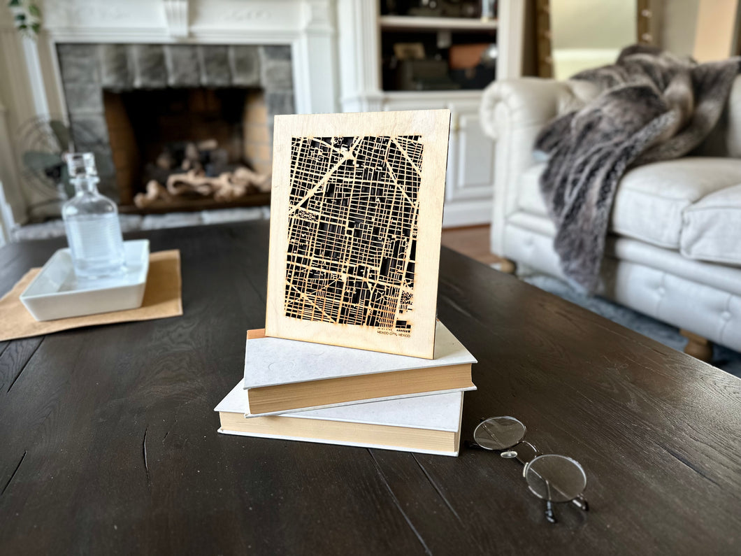 Mexico City, Mexico City Street Map | Modern Wood Wall Art in a Minimalist design. 2 sizes