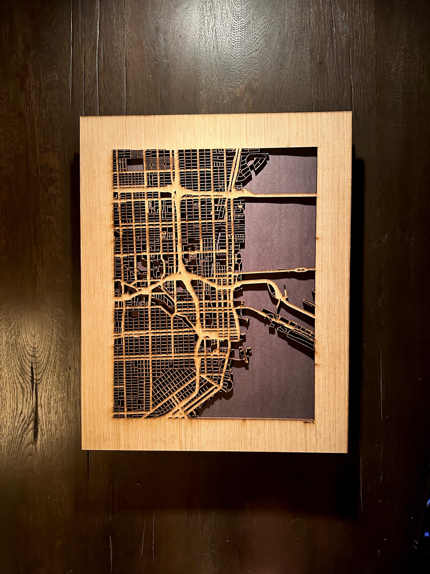 Miami, FL City Street Map | Modern Wood Wall Art in a Minimalist design. 3 sizes