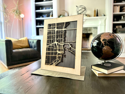 Miami, FL City Street Map | Modern Wood Wall Art in a Minimalist design. 3 sizes