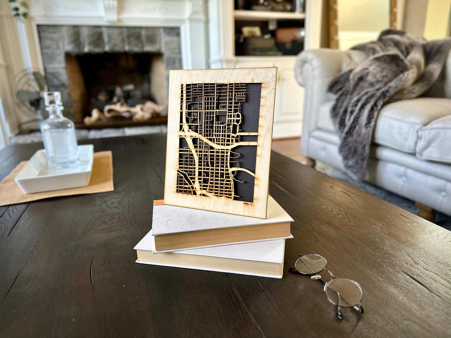 Miami, FL City Street Map | Modern Wood Wall Art in a Minimalist design. 3 sizes