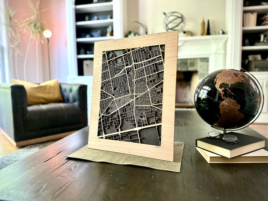 Midland, TX City Street Map | Modern Wood Wall Art in a Minimalist design. 2 sizes