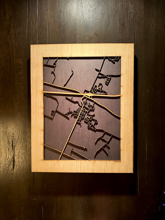 Midway, KY City Street Map | Modern Wood Wall Art in a Minimalist design. 2 sizes