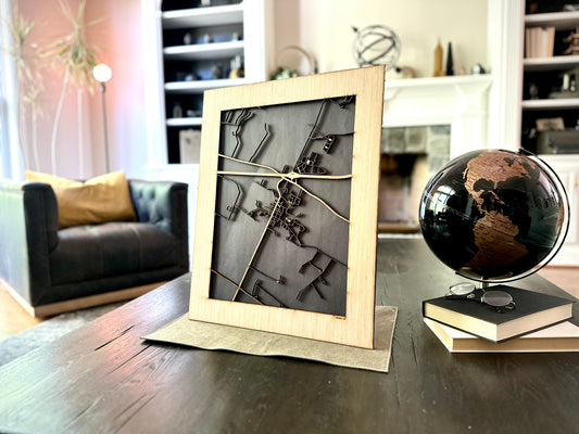 Midway, KY City Street Map | Modern Wood Wall Art in a Minimalist design. 2 sizes