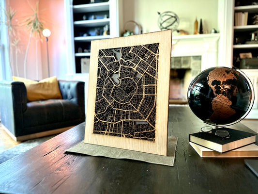 Milan, Italy City Street Map | Modern Wood Wall Art in a Minimalist design. 2 sizes
