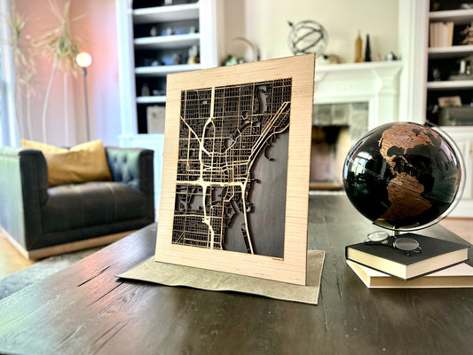Milwaukee, WI City Street Map | Modern Wood Wall Art in a Minimalist design. 3 sizes