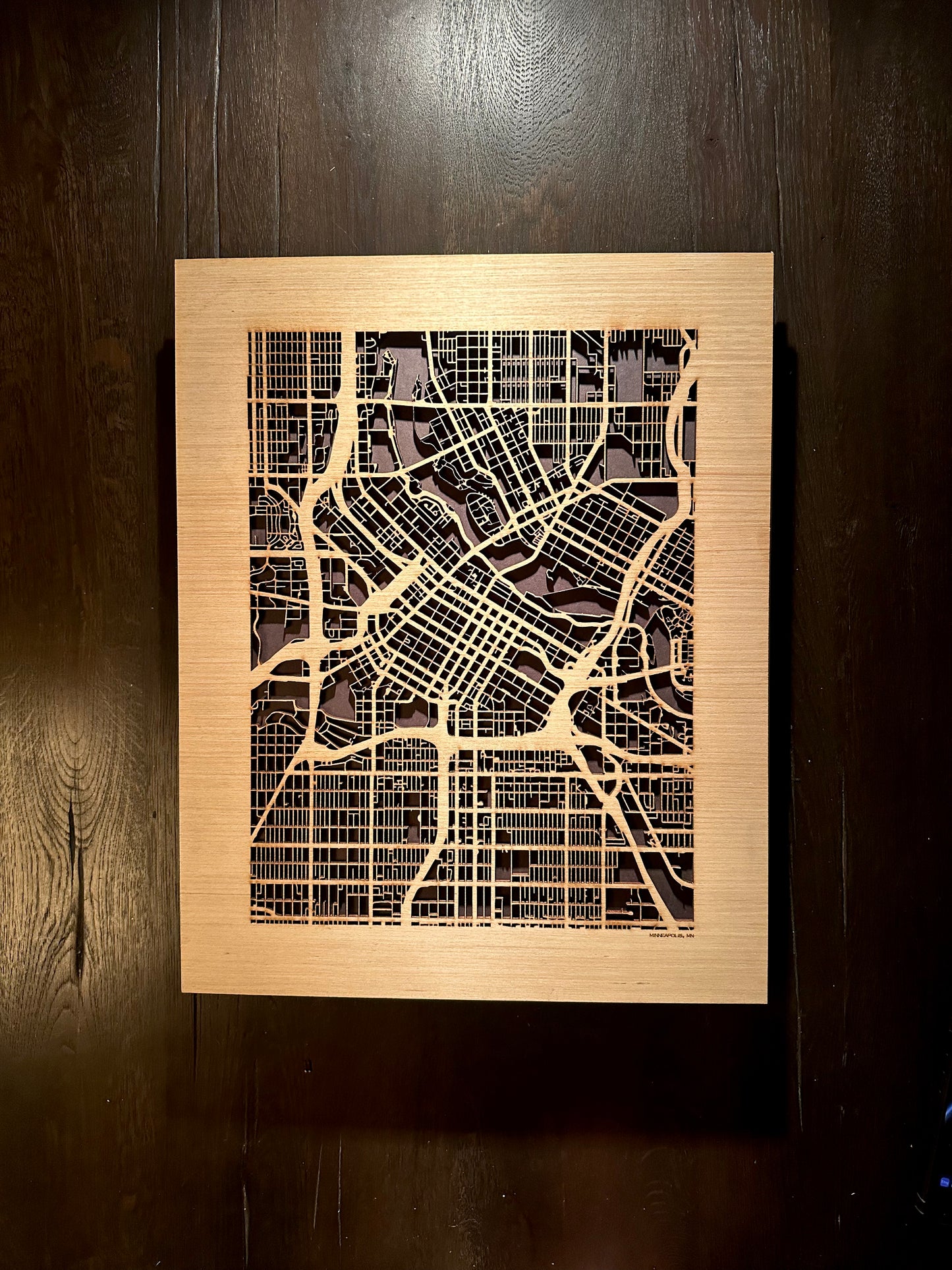 Minneapolis, MN City Street Map | Modern Wood Wall Art in a Minimalist design. 3 sizes