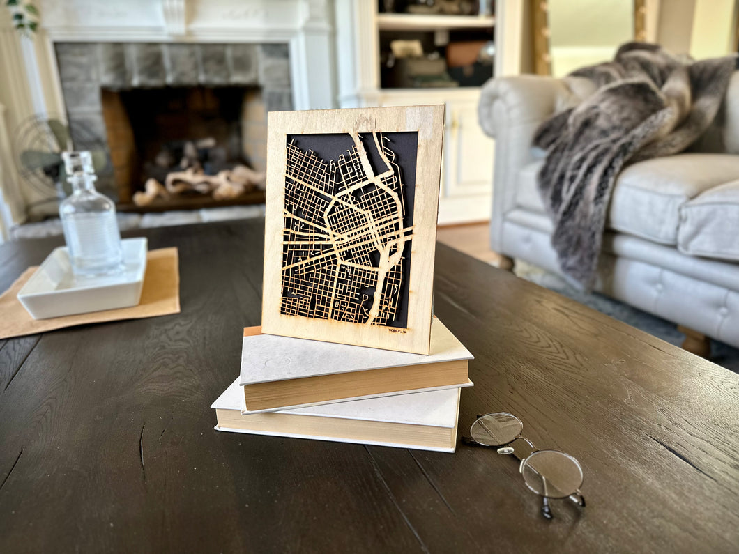 Mobile, AL City Street Map | Modern Wood Wall Art in a Minimalist design. 2 sizes