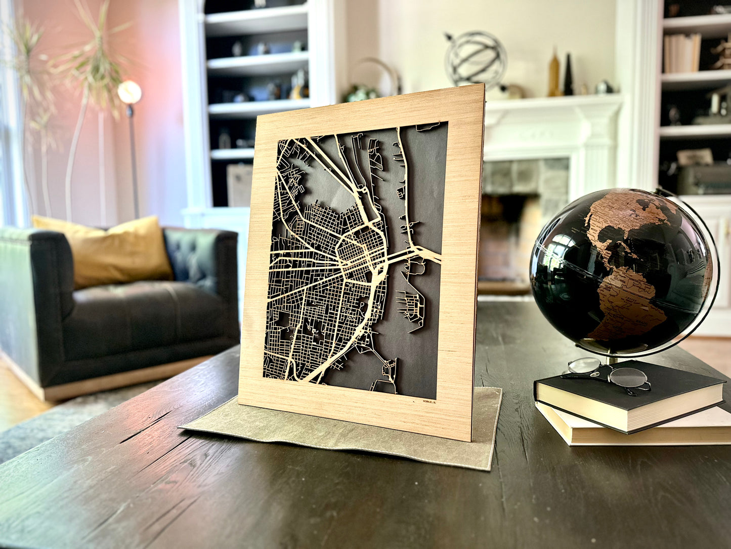 Mobile, AL City Street Map | Modern Wood Wall Art in a Minimalist design. 2 sizes