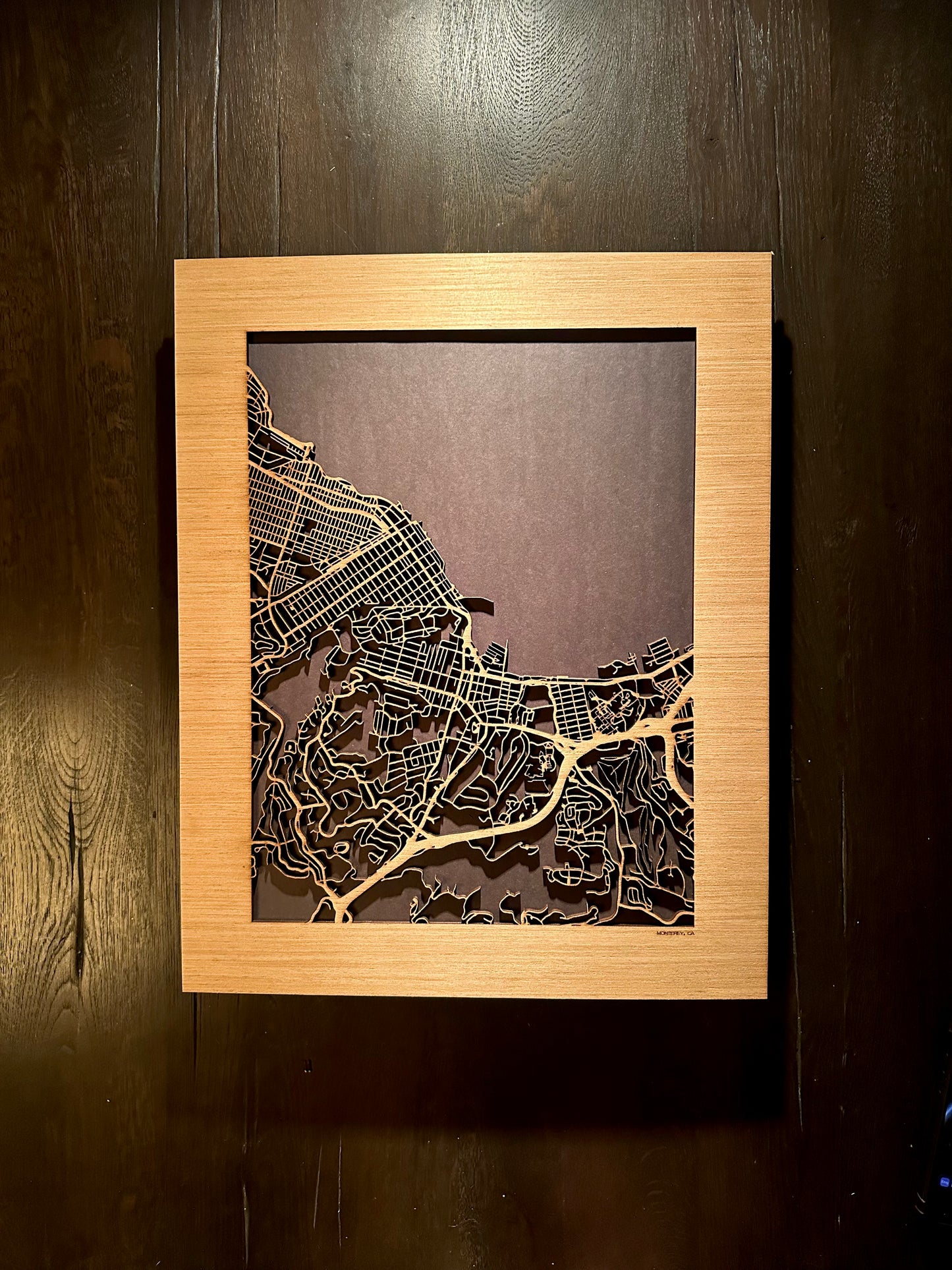 Monterey, CA City Street Map | Modern Wood Wall Art in a Minimalist design. 2 sizes