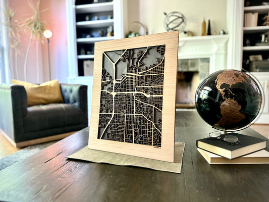 Montgomery, AL City Street Map | Modern Wood Wall Art in a Minimalist design. 2 sizes