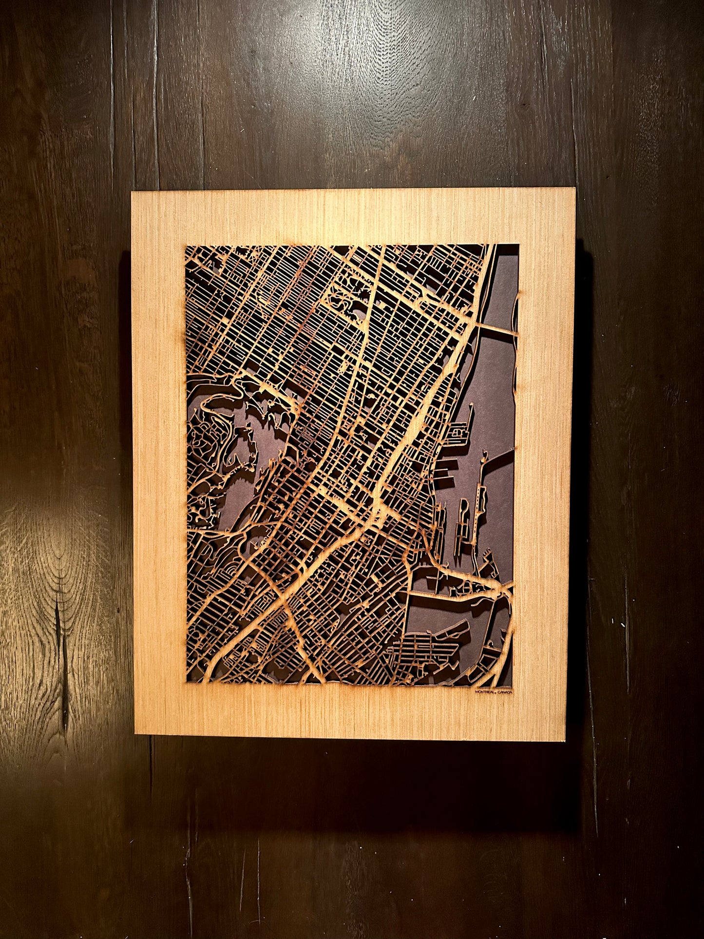 Montreal, Canada City Street Map | Modern Wood Wall Art in a Minimalist design. 2 sizes
