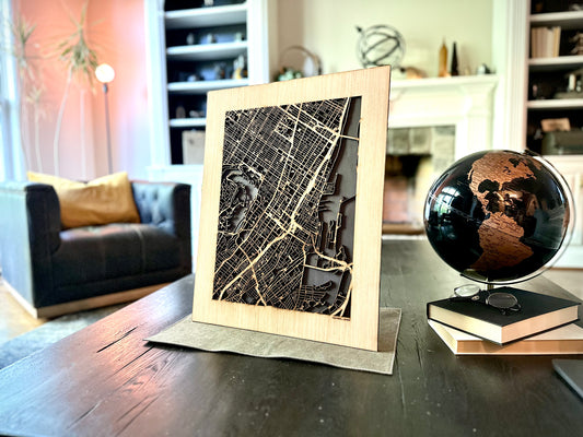 Montreal, Canada City Street Map | Modern Wood Wall Art in a Minimalist design. 2 sizes
