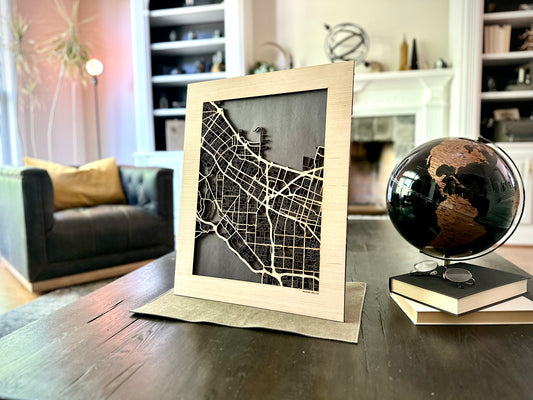 Mountain View, CA City Street Map | Modern Wood Wall Art in a Minimalist design. 2 sizes